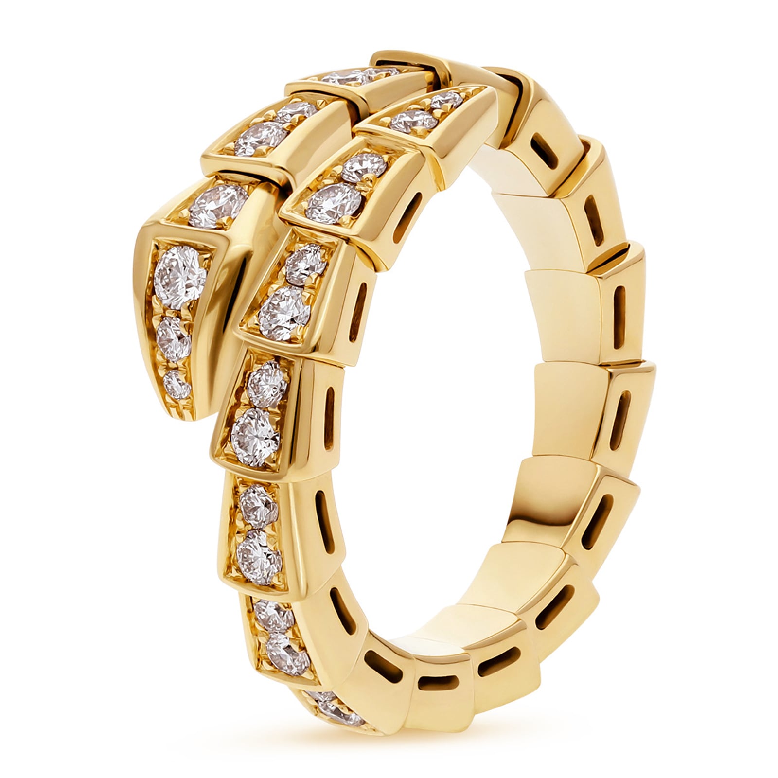 BVLGARI JEWELRY 18k Yellow Gold Serpenti 0.66cttw Diamond Ring Size Medium