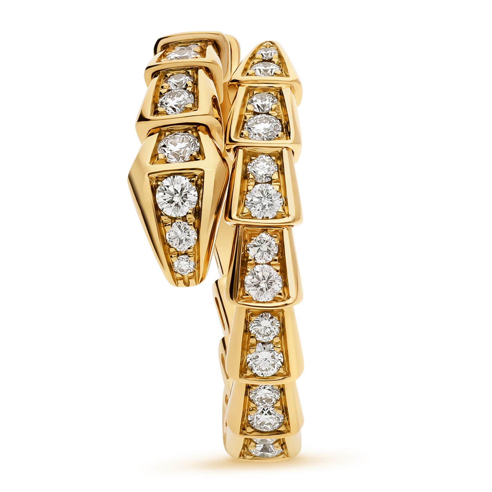 BVLGARI JEWELRY 18k Yellow Gold Serpenti 0.66cttw Diamond Ring Size Medium