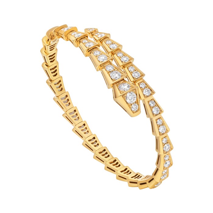 Bvlgari Jewelry 18k Yellow Gold 3.04cttw Diamond Serpenti Bracelet Size Medium