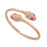 Bvlgari Jewelry 18k Rose Gold Serpenti 1.08cttw Diamond and Rubellite Bracelet - Size Medium