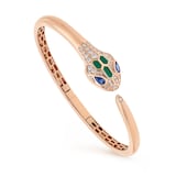 Bvlgari Jewelry 18k Rose Gold Serpenti 0.40cttw Sapphire and 0.50cttw Diamond and Malachite Bracelet - Size Medium