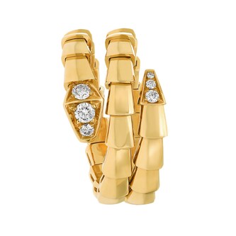 Bvlgari Jewelry 18k Yellow Gold 0.10cttw Diamond Serpenti Viper Ring Size Medium