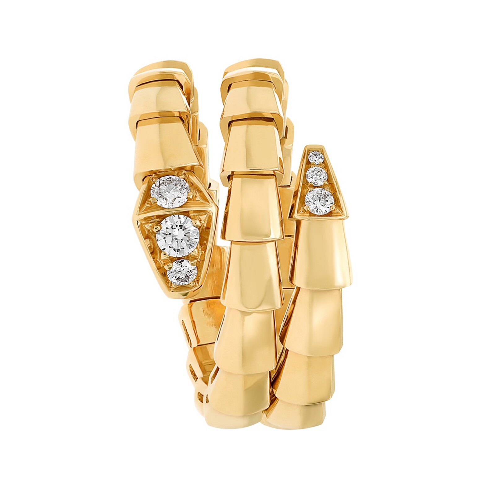 Bvlgari Jewelry 18k Yellow Gold 0.10cttw Diamond Serpenti Viper Ring Size Medium