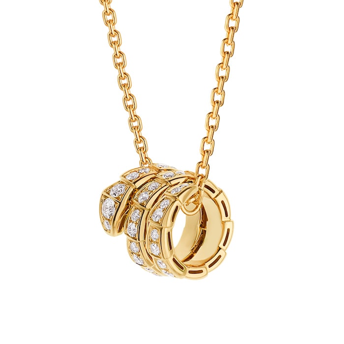 Bvlgari Jewelry 18k Yellow Gold 0.63cttw Diamond Serpenti Viper Pendant Size Large