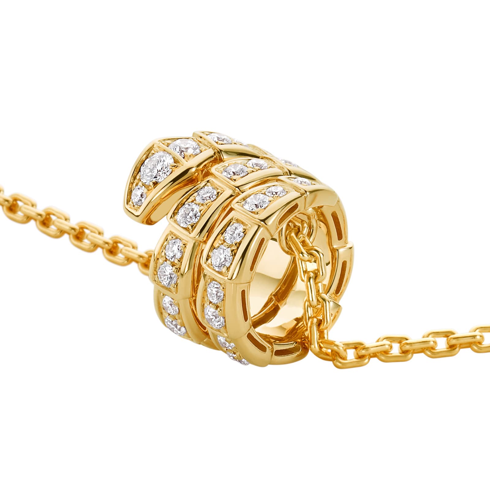 Bvlgari Jewelry 18k Yellow Gold 0.63cttw Diamond Serpenti Viper Pendant Size Large