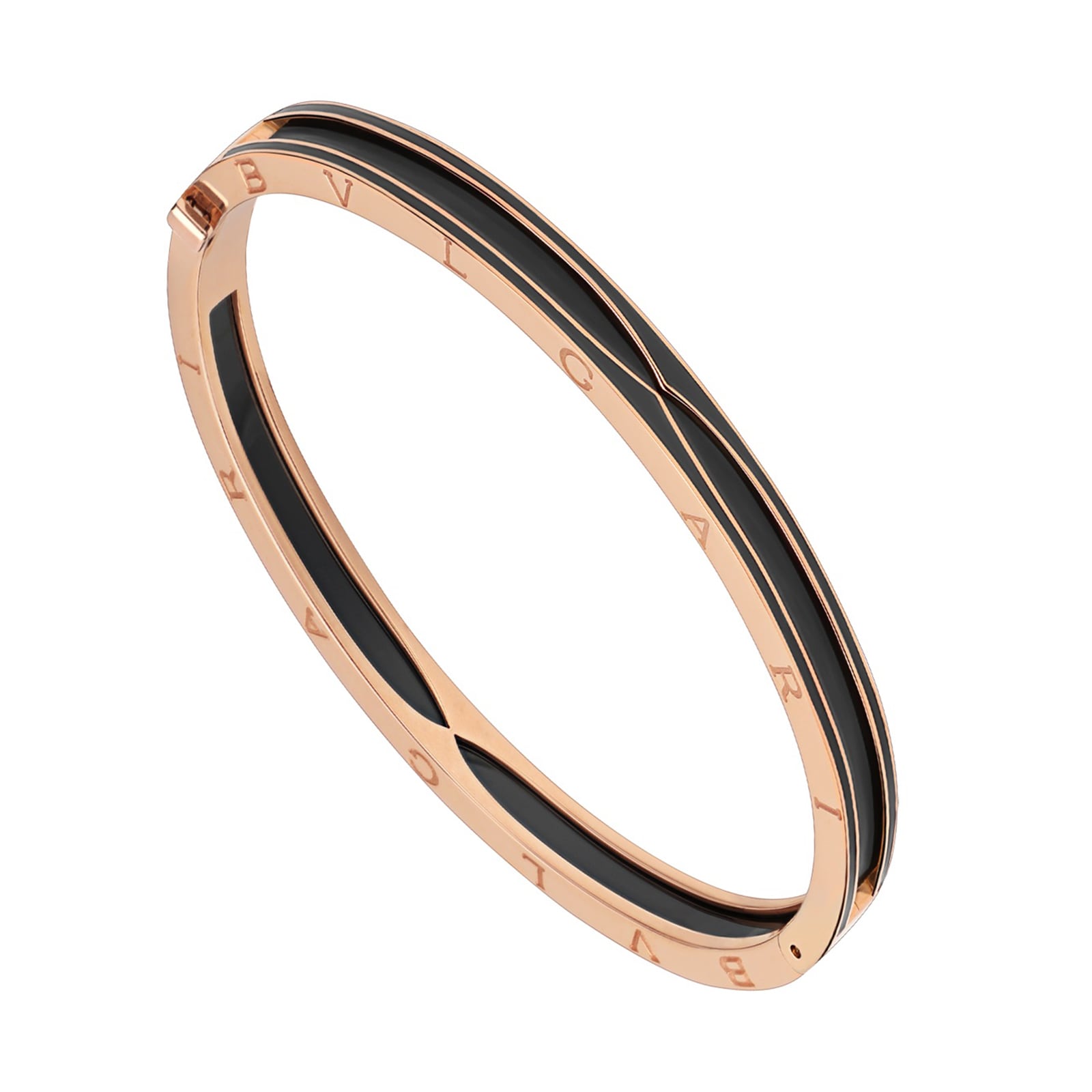 Bvlgari Jewelry 18k Rose Gold and Black Ceramic Bangle Size Large 358057 Mayors