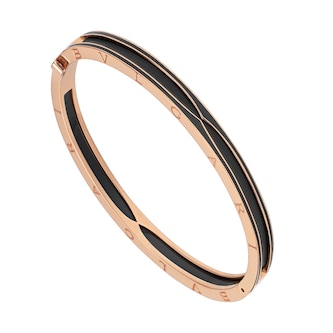 Bvlgari Jewelry 18k Rose Gold and Black Ceramic Bangle Size Large