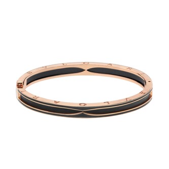Bvlgari Jewelry 18k Rose Gold and Black Ceramic Bangle Size Large