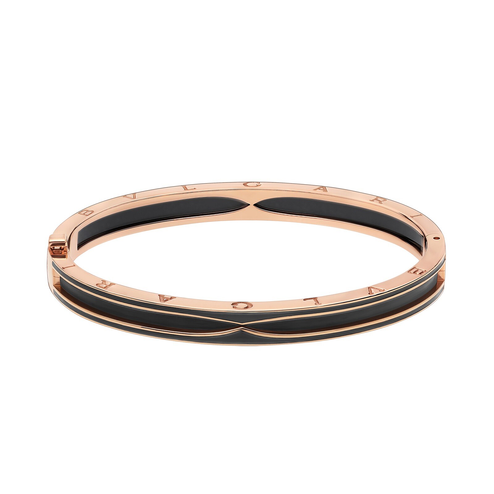 Bvlgari Jewelry 18k Rose Gold and Black Ceramic Bangle Size Large