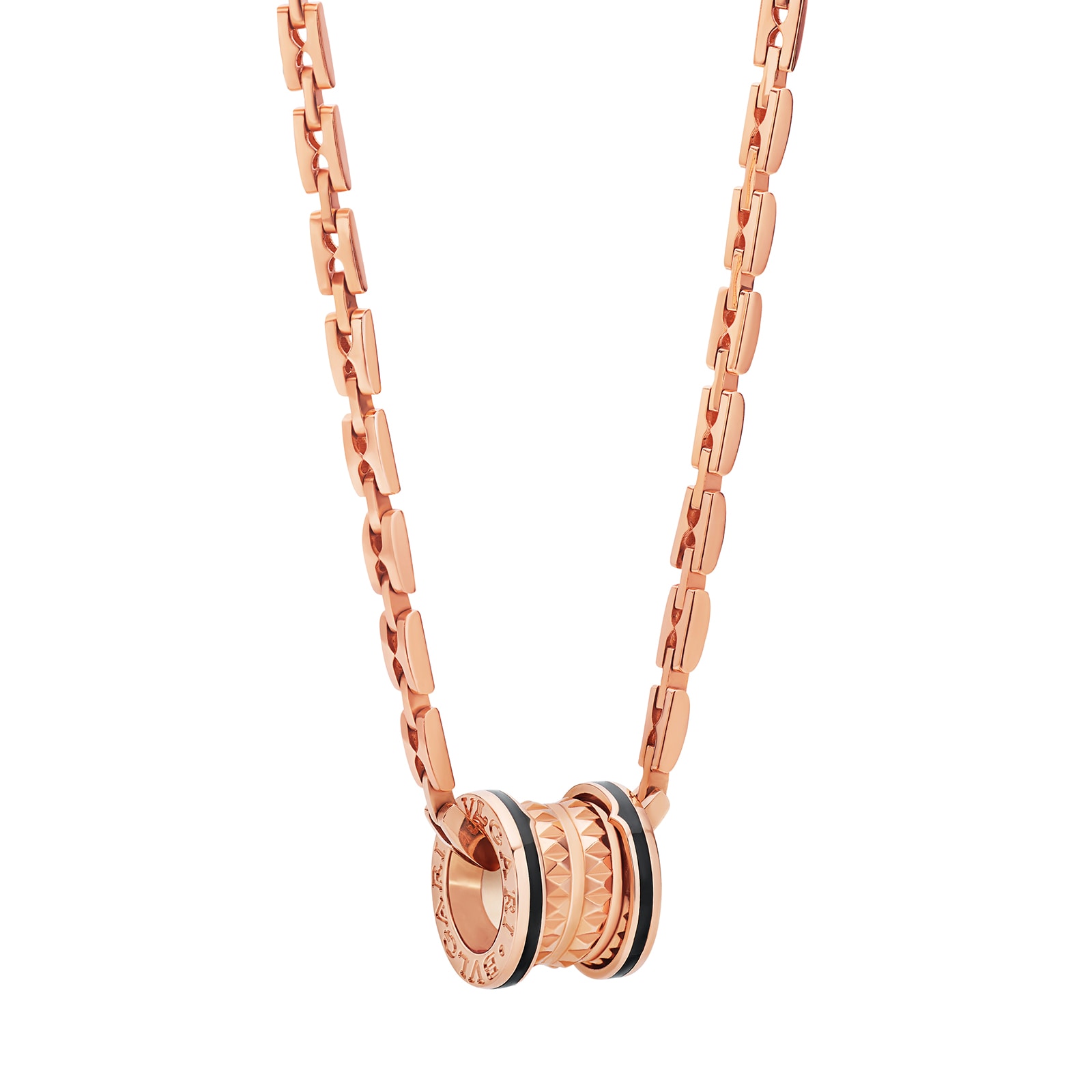 Bvlgari Jewelry 18k Rose Gold B.ZERO1 Black Ceramic Pendant