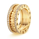 Bvlgari Jewelry 18k Yellow Gold B.ZERO1 0.53cttw Diamond 2 Band Ring Size 6.25