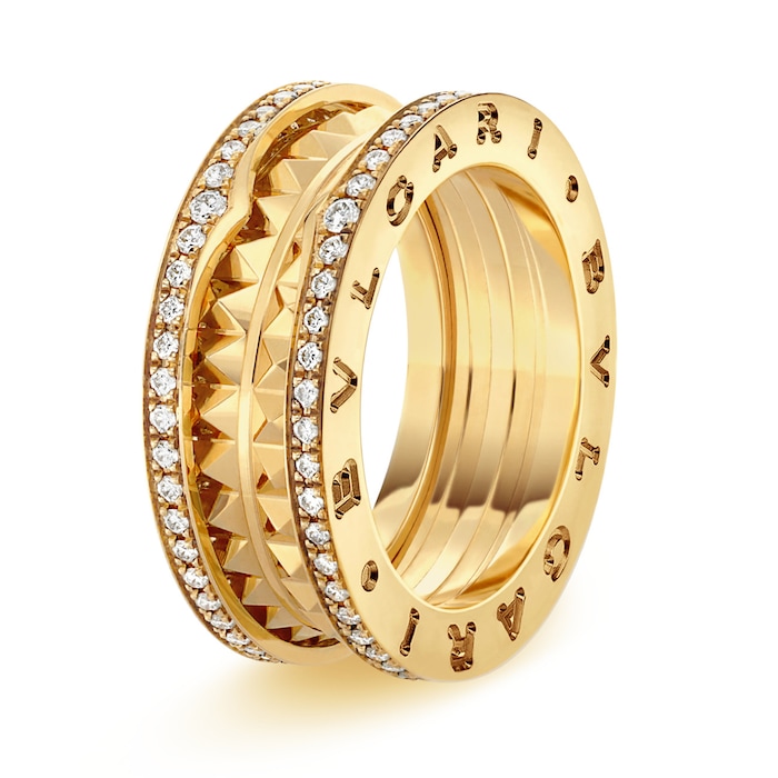 Bvlgari Jewelry 18k Yellow Gold B.ZERO1 0.53cttw Diamond 2 Band Ring Size 7