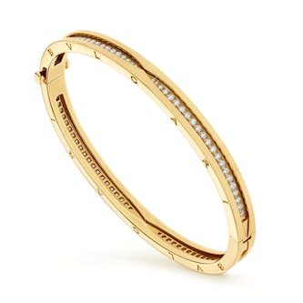 Bvlgari Jewelry 18k Yellow Gold B.ZERO1 1.14cttw Diamond Bangle Size Large