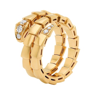 Bvlgari Jewelry 18k Yellow Gold 0.10cttw Diamond Serpenti Viper Ring Size Large