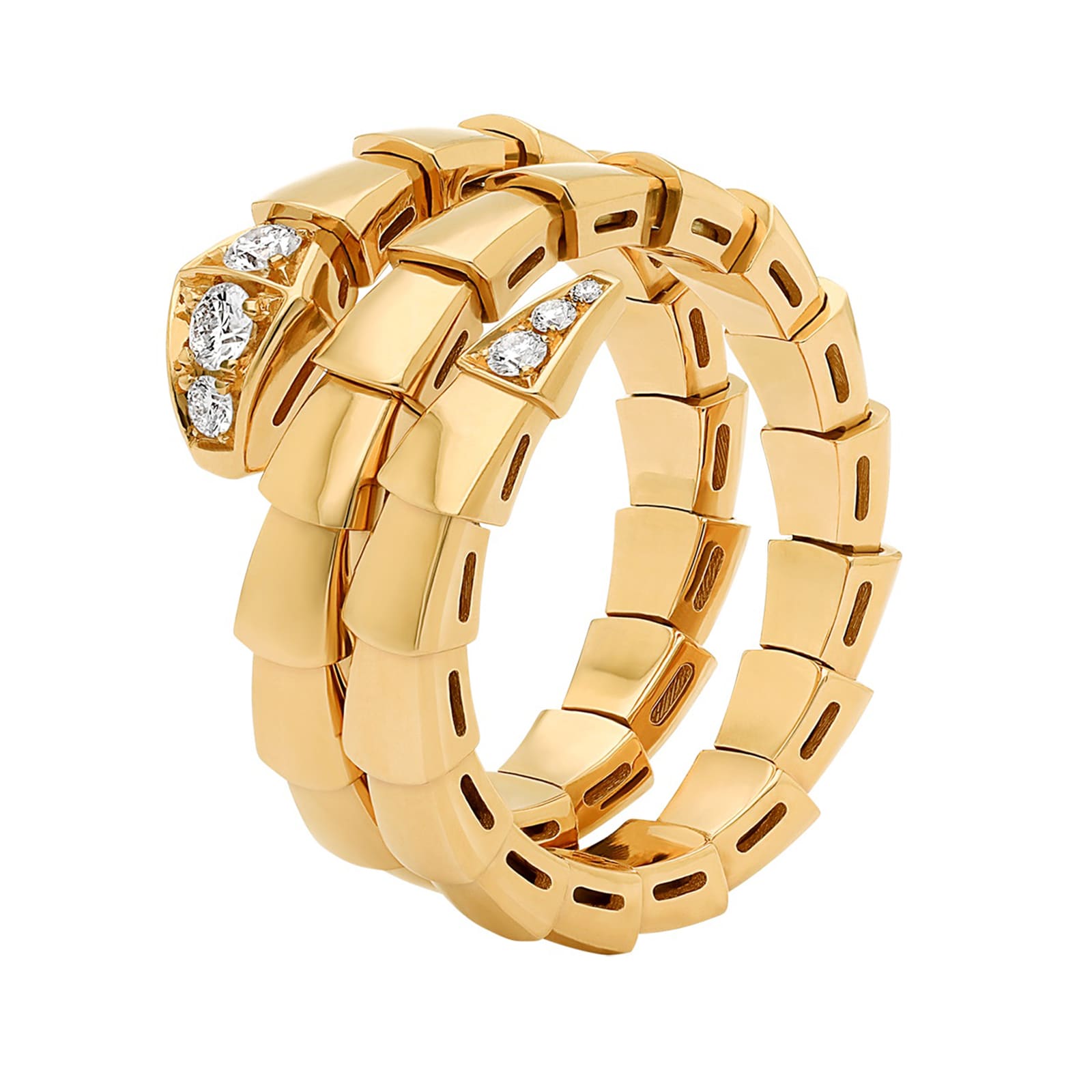 Bvlgari Jewelry 18k Yellow Gold 0.10cttw Diamond Serpenti Viper Ring Size Large