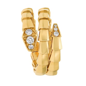 Bvlgari Jewelry 18k Yellow Gold 0.10cttw Diamond Serpenti Viper Ring Size Large