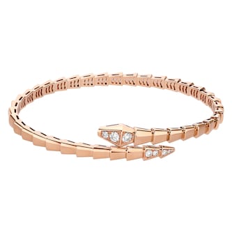 Bvlgari Jewelry 18K Rose Gold Serpenti Viper Diamond Bracelet - Size L