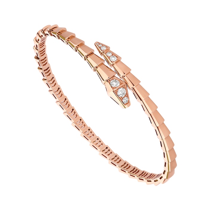 Bvlgari Jewelry 18K Rose Gold Serpenti Viper Diamond Bracelet - Size L