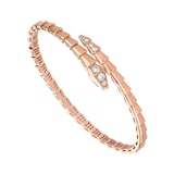 Bvlgari Jewelry 18K Rose Gold Serpenti Viper Diamond Bracelet - Size L