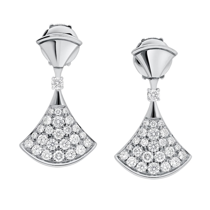 Bvlgari Jewelry 18k White Gold 0.94cttw Diamond Divas Dream Drop Earrings