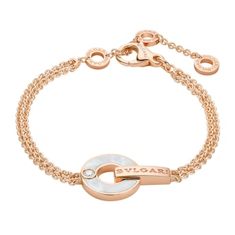 Bvlgari Jewelry 18k Rose Gold 0.06cttw Diamond and Mother of Pearl Bracelet Size S/M Bvlgari Jewelry 18k Rose Gold 0.06cttw Diamond and Mother of Pearl Bracelet Size S/M