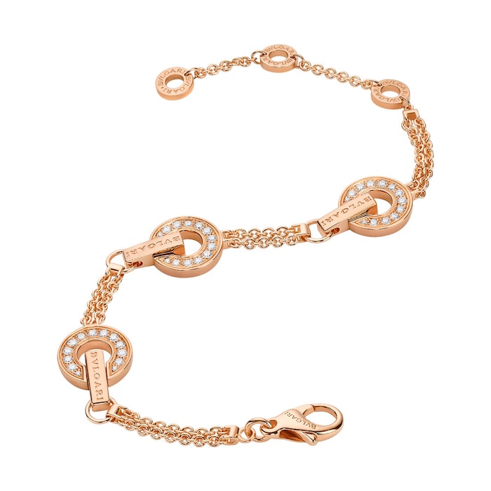 Bvlgari Jewelry 18k Rose Gold 0.53cttw Diamond Bvlgari Bvlgari Bracelet Size M/L