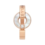 Bvlgari Jewelry 18k Rose Gold 0.04cttw Diamond and Mother of Pearl Bvlgari Bvlgari Ring Size 6.5