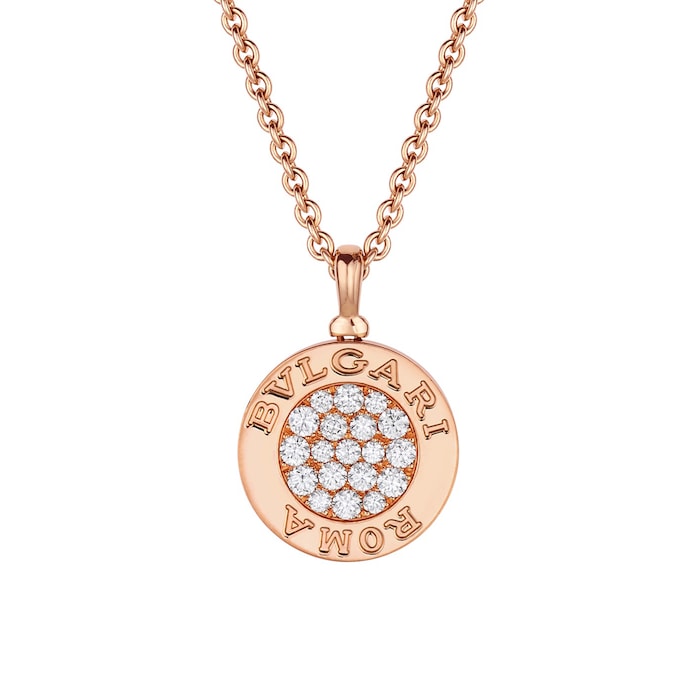 Bvlgari Jewelry 18k Rose Gold 0.34cttw Diamond and Mother of Pearl Bvlgari Bvlgari Pendant 16-17"