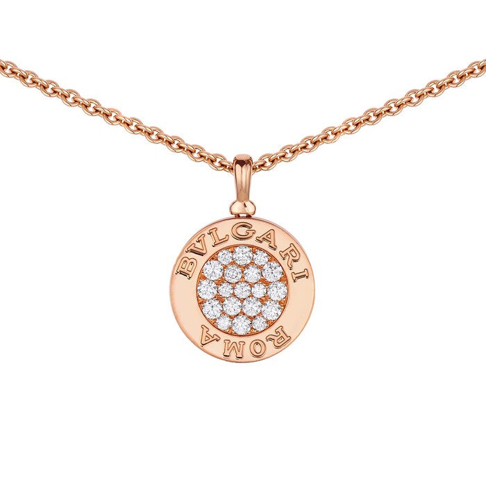 Bvlgari Jewelry 18k Rose Gold 0.34cttw Diamond and Mother of Pearl Bvlgari Bvlgari Pendant 16-17"