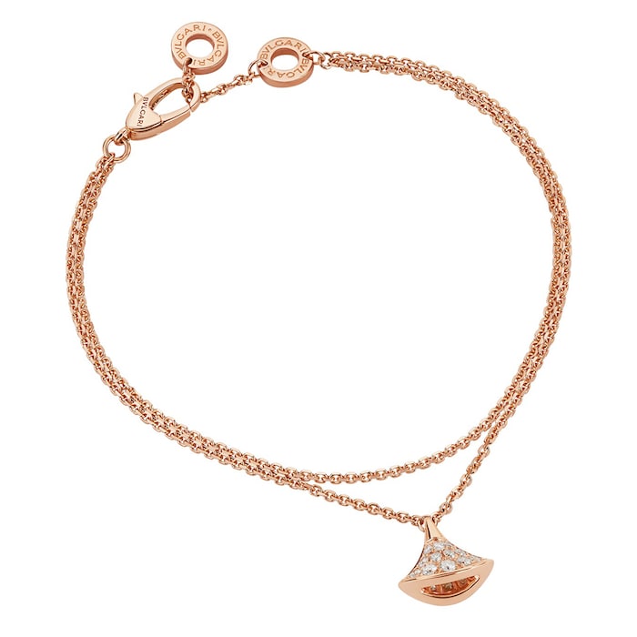Bvlgari Jewelry 18k Rose Gold 0.26cttw Pave Diamond Divas Dream Bracelet Size S/M