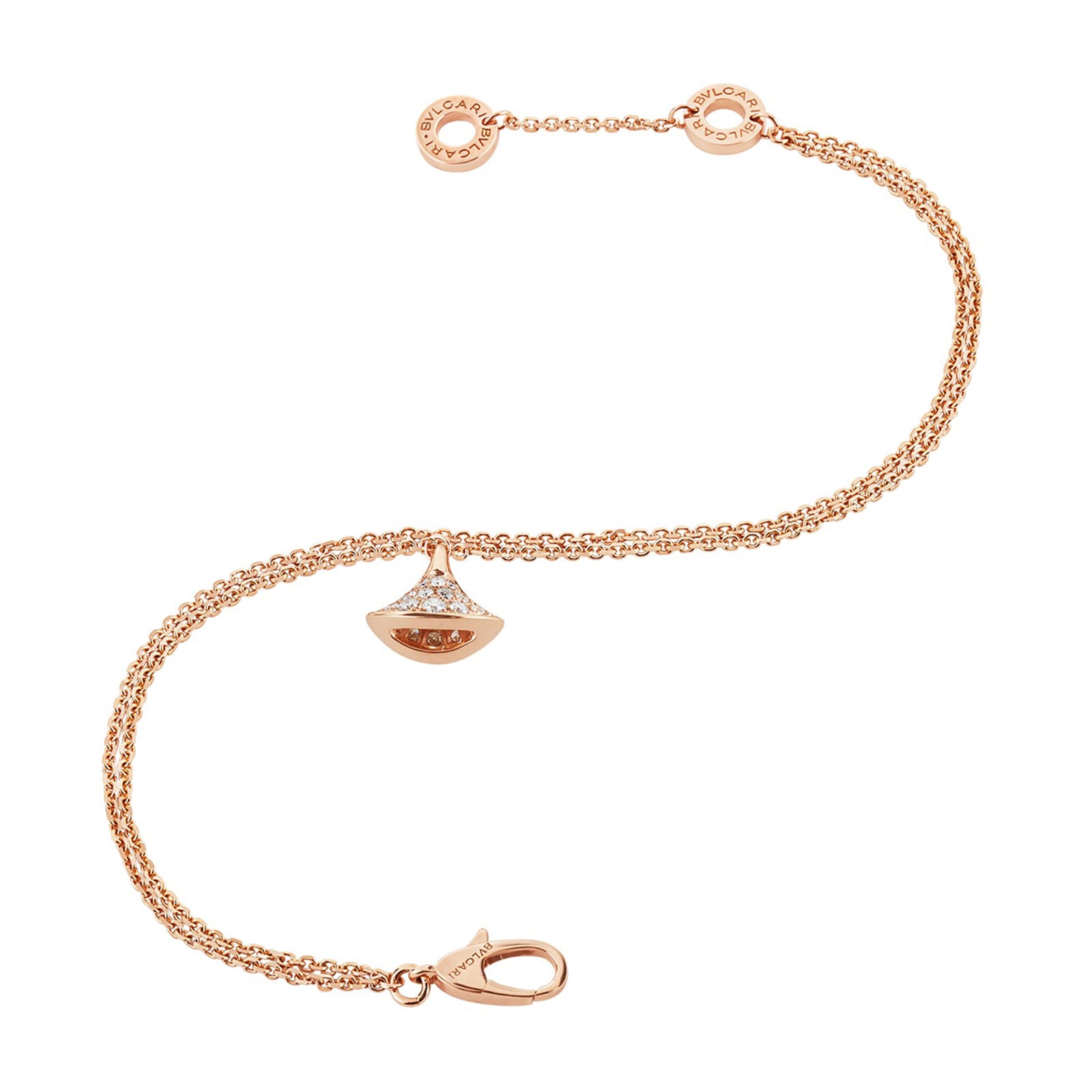 Bvlgari Jewelry 18k Rose Gold 0.26cttw Pave Diamond Divas Dream Bracelet Size S/M Bvlgari Jewelry 18k Rose Gold 0.26cttw Pave Diamond Divas Dream Bracelet Size S/M
