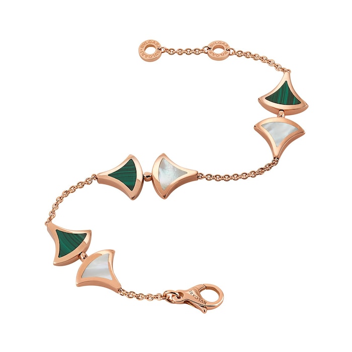Bvlgari Jewelry 18k Rose Gold Mother of Pearl and Malachite Divas Dream  Bracelet Size S/M 352605 | Mayors