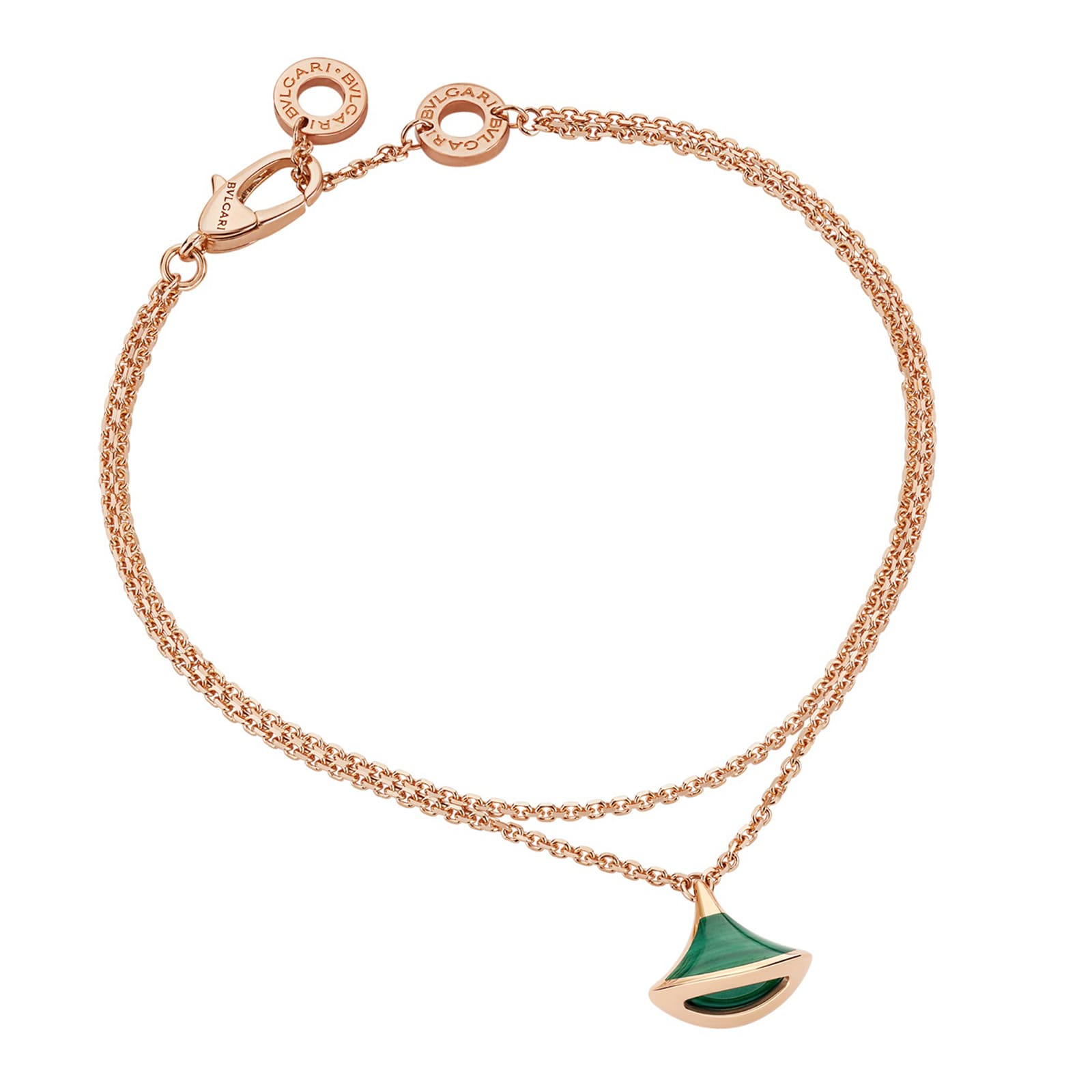 Bvlgari Jewelry 18k Rose Gold Malachite Divas Dream Bracelet Size S/M