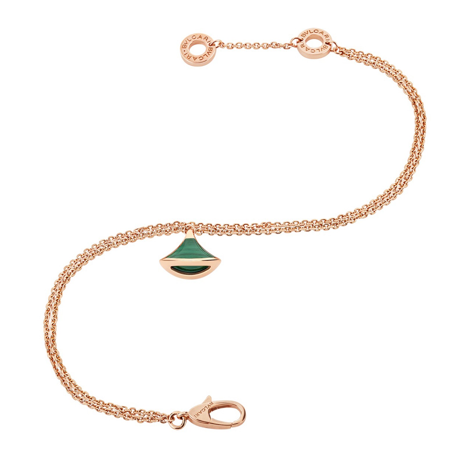 Bvlgari Jewelry 18k Rose Gold Malachite Divas Dream Bracelet Size S/M