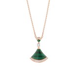 Bvlgari Jewelry 18k Rose Gold 0.28cttw Diamond and Malachite Divas Dream Pendant 16-17"