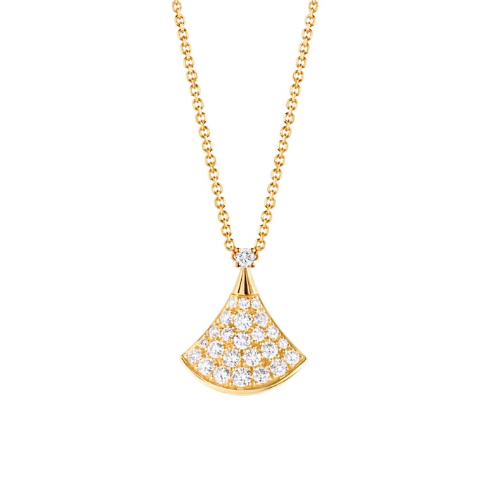 Bvlgari Jewelry 18k Yellow Gold 0.47cttw Pave Diamond Divas Dream Pendant 16-17"