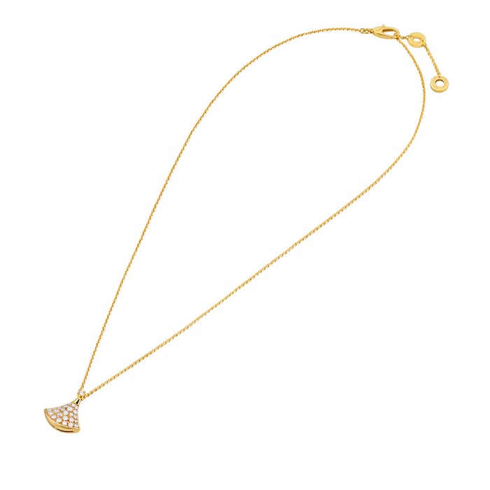 Bvlgari Jewelry 18k Yellow Gold 0.47cttw Pave Diamond Divas Dream Pendant 16-17"