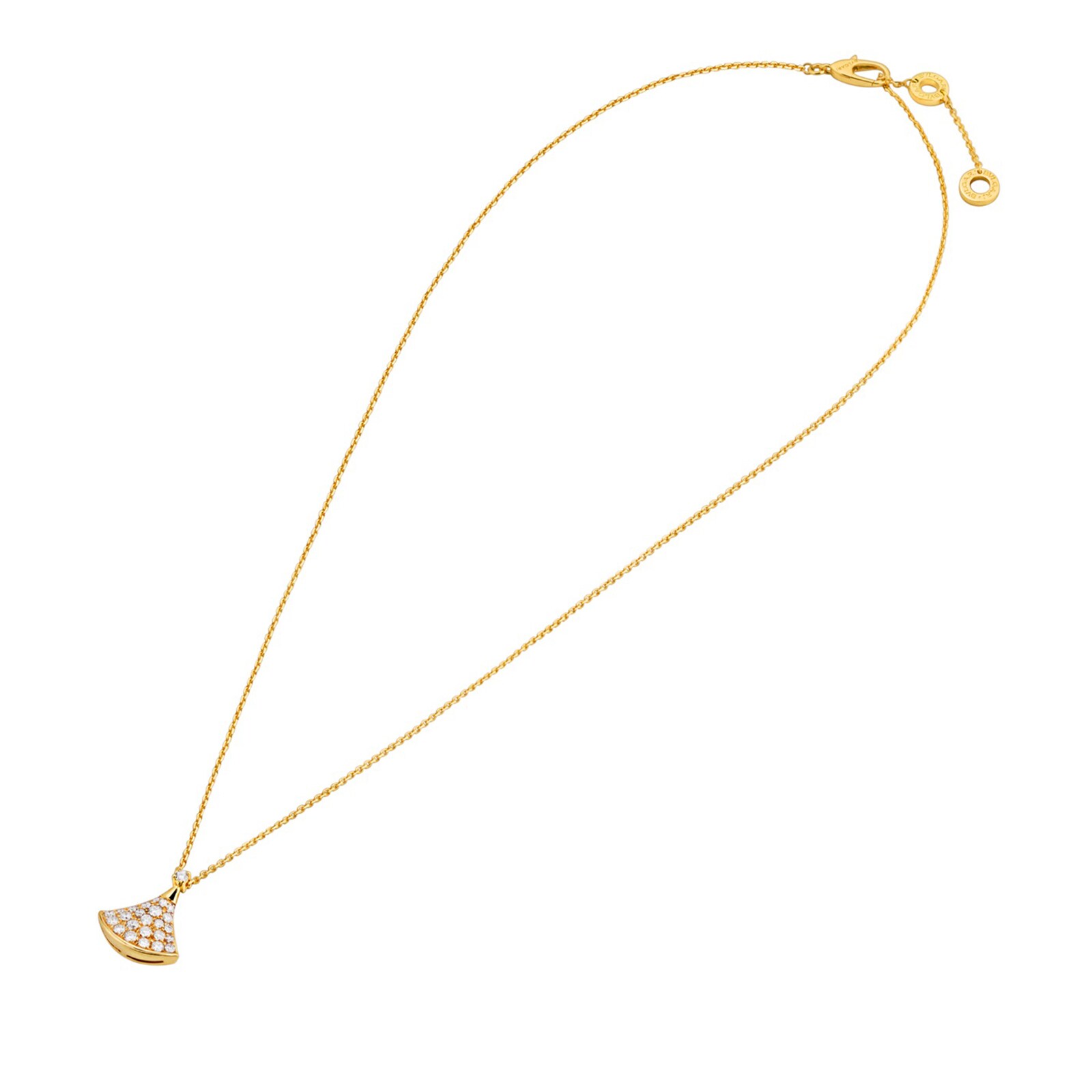 Bvlgari Jewelry 18k Yellow Gold 0.47cttw Pave Diamond Divas Dream Pendant 16-17"