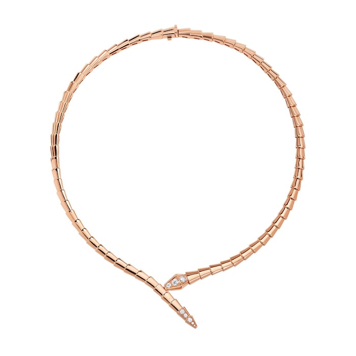 Bvlgari Jewelry 18k Rose Gold Serpenti Viper 0.40cttw Diamond Necklace