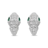 Bvlgari Jewelry 18K White Gold Serpenti Diamond & Emerald Snake Earrings