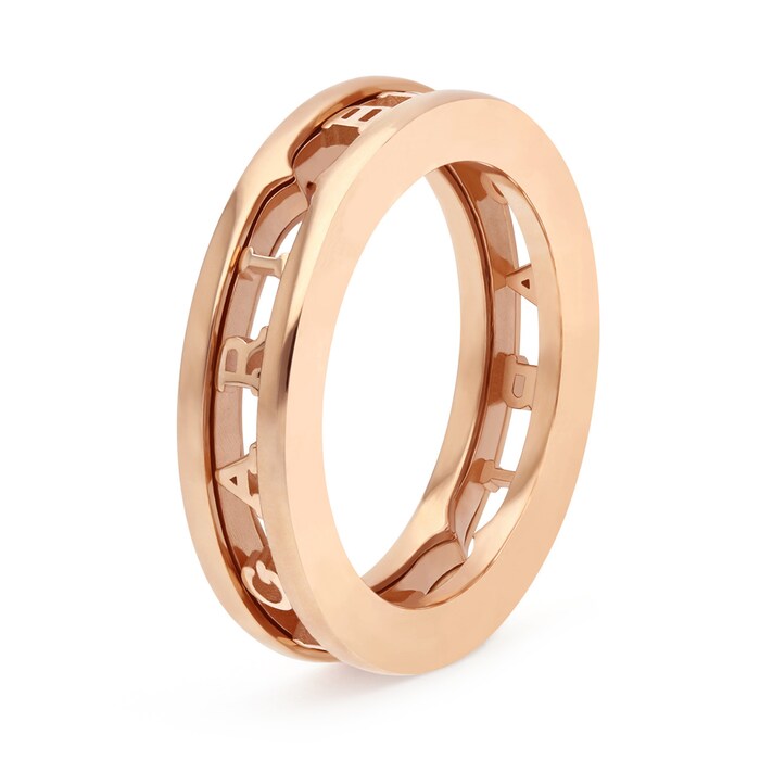 Bvlgari Jewelry 18k Rose Gold B.ZERO1 Logo One-Band Ring Size 5.5