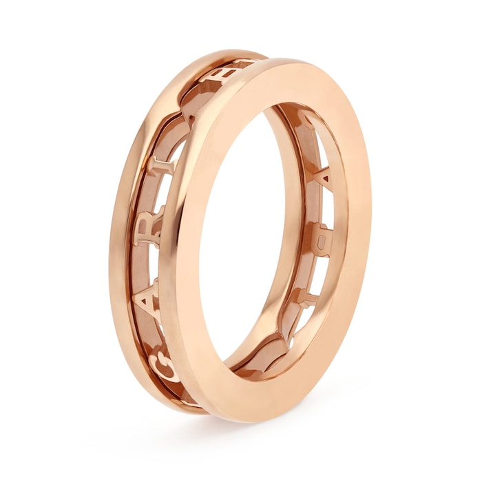 Bvlgari Jewelry 18k Rose Gold B.ZERO1 Logo One-Band Ring Size 7