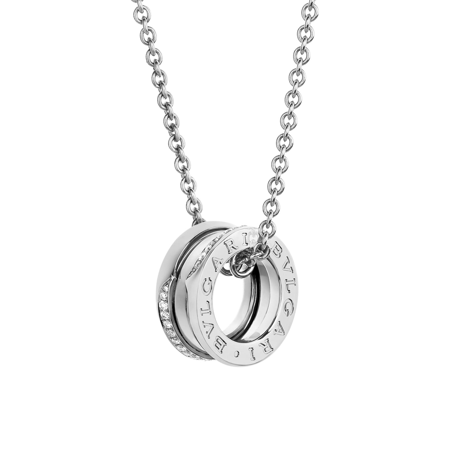 Bvlgari Jewelry 18k White Gold 0.14cttw Pave Diamond B.Zero1 Pendant