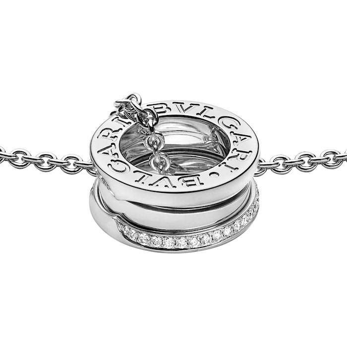 Bvlgari Jewelry 18k White Gold 0.14cttw Pave Diamond B.Zero1 Pendant