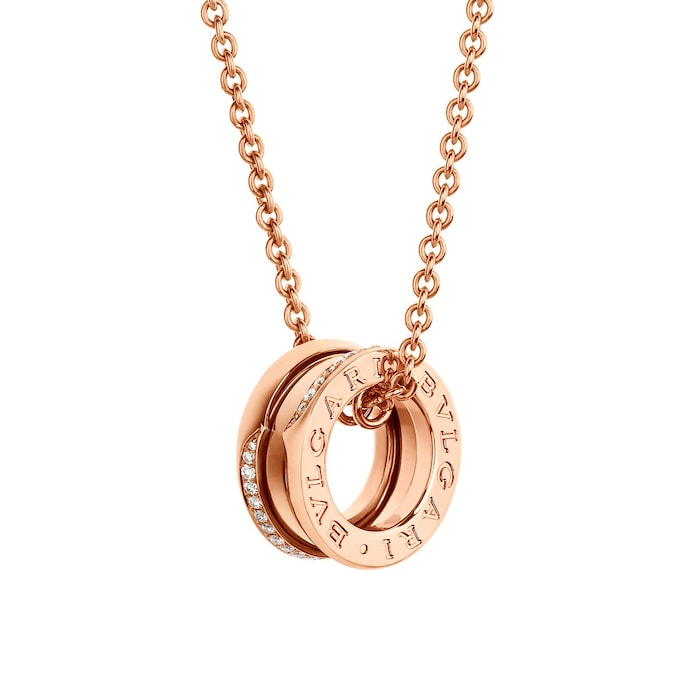 Bvlgari Jewelry 18k Rose Gold 0.14cttw Pave Diamond B.Zero1 Pendant