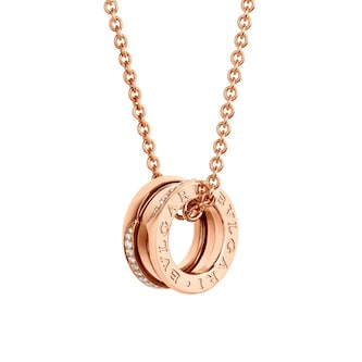 Bvlgari Jewelry 18k Rose Gold 0.14cttw Pave Diamond B.Zero1 Pendant