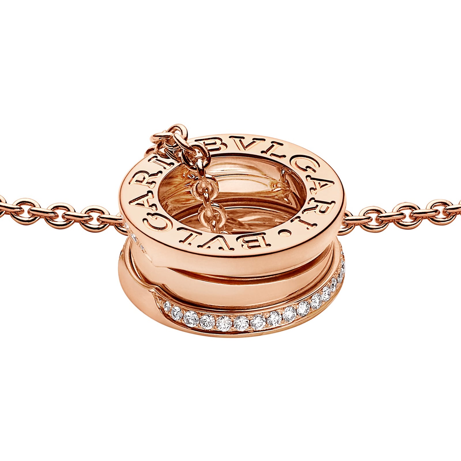 Bvlgari Jewelry 18k Rose Gold 0.14cttw Pave Diamond B.Zero1 Pendant