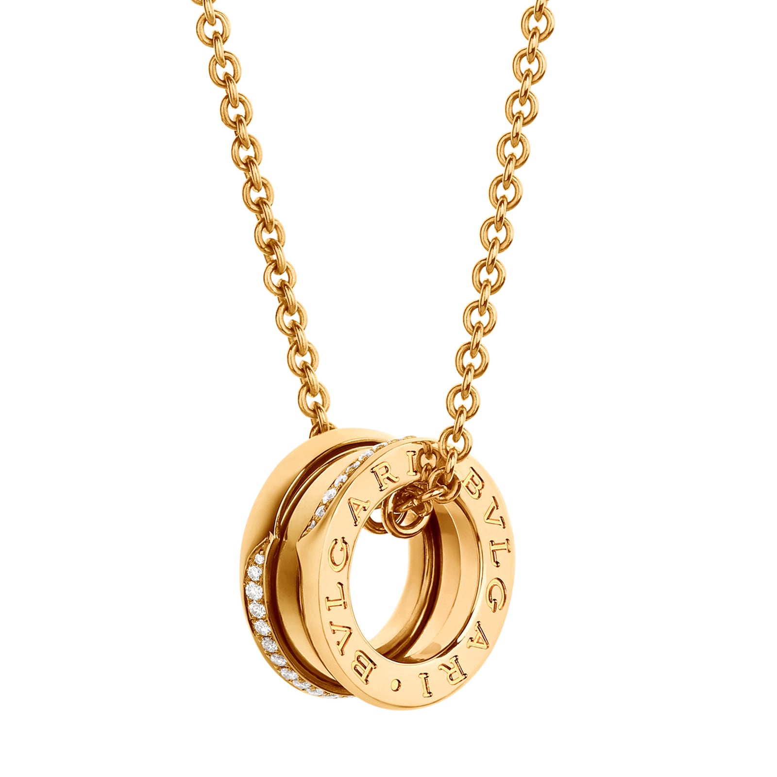 Bvlgari Jewelry 18k Yellow Gold B.ZERO1 0.14cttw Pave Diamond Pendant