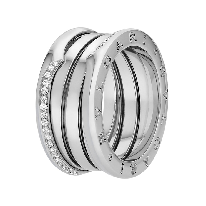 Bvlgari Jewelry 18k White Gold 0.23cttw Diamond B.Zero1 3 Band Ring Size 6.25