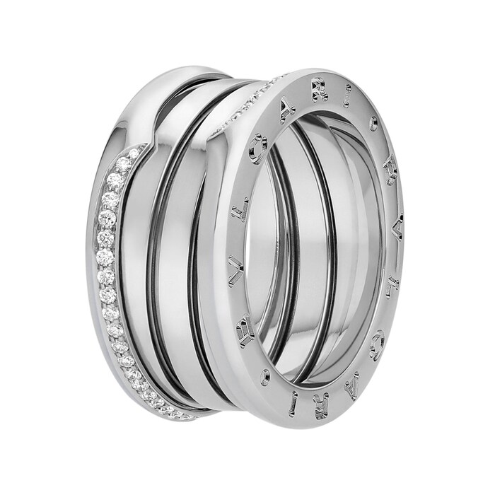 Bvlgari Jewelry 18k White Gold 0.23cttw Diamond B.Zero1 3 Band Ring Size 6.25